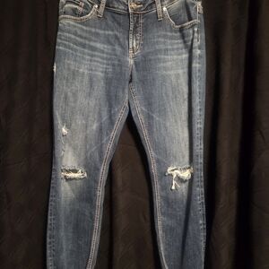 Distressed Blue Skinny Jeans